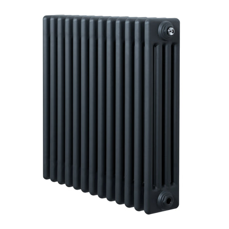 Traditional 4 column radiator in anthracite grey, featuring a sleek design with a smooth finish and vertical lines, ideal for modern interiors