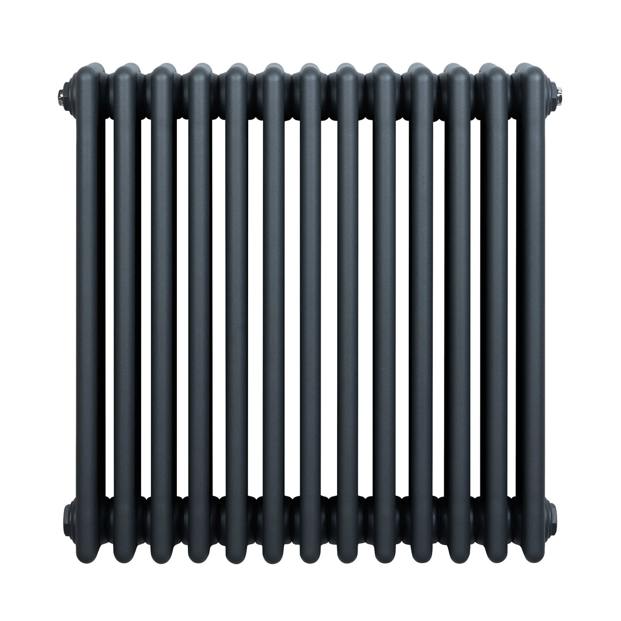 Traditional 4 column radiator in anthracite grey, featuring a sleek, vertical design with smooth, rounded edges and a matte finish