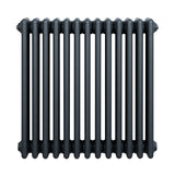 Traditional 4 column radiator in anthracite grey, featuring a sleek, vertical design with smooth, rounded edges and a matte finish