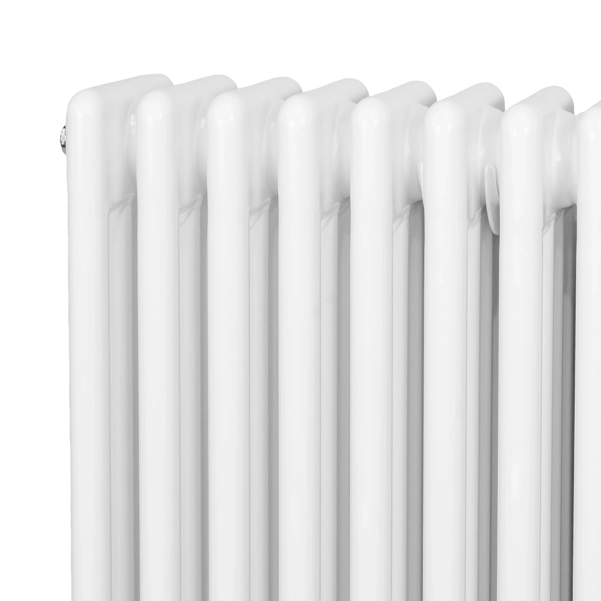 Traditional 4 column radiator in sleek white finish, featuring smooth, rounded edges and a classic design for efficient heating