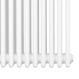 Traditional 4 column radiator in white, featuring a sleek, smooth finish and a compact design, measuring 600 x 605mm