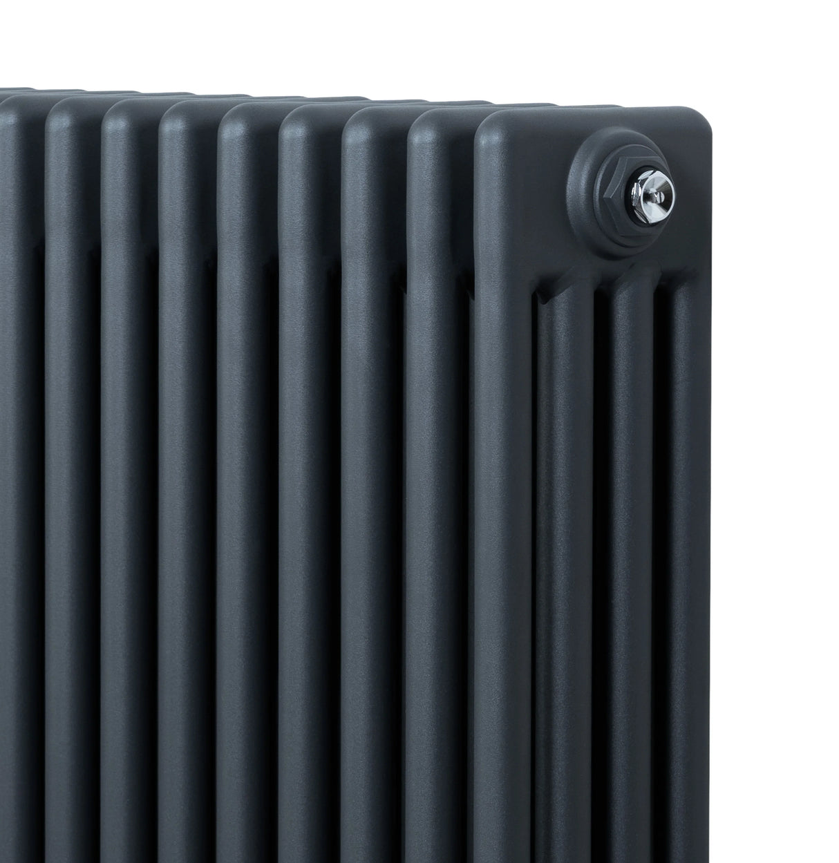 Traditional 4 column radiator in anthracite grey, featuring a sleek, textured finish and compact design, ideal for modern spaces