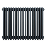 Traditional anthracite grey 4 column radiator, 600 x 785mm, featuring a sleek, smooth finish and rounded edges for a modern aesthetic