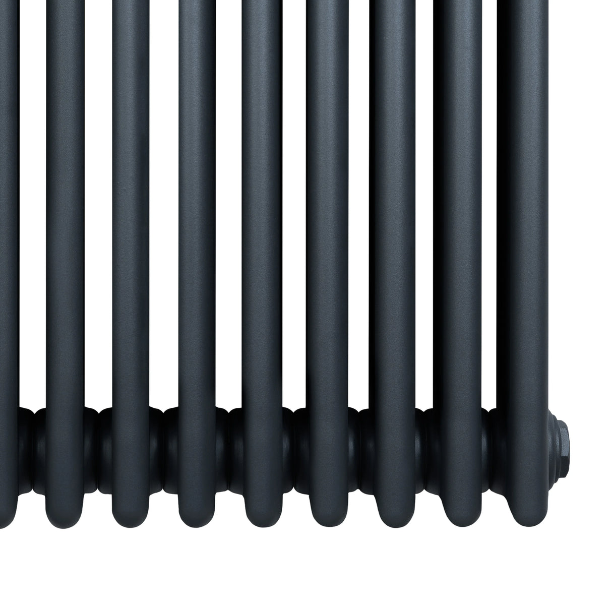Traditional anthracite grey 4 column radiator with a sleek matte finish, featuring rounded edges and a modern design, ideal for heating