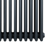Traditional anthracite grey 4 column radiator with a sleek matte finish, featuring rounded edges and a modern design, ideal for heating