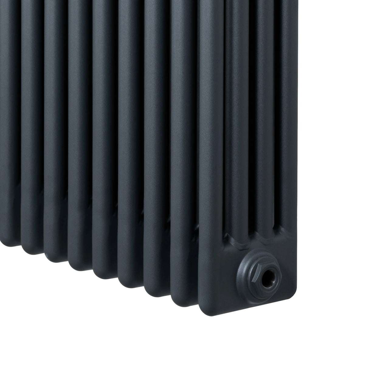 Traditional anthracite grey 4 column radiator, 600 x 785mm, featuring a sleek, textured finish and sturdy construction for efficient heating
