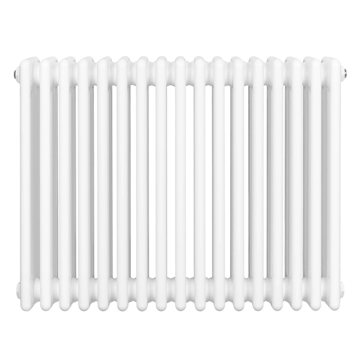 Traditional 4 column radiator in white, measuring 600 x 785mm, featuring a smooth, glossy finish and rounded edges for a classic look
