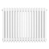 Traditional 4 column radiator in white, measuring 600 x 785mm, featuring a smooth, glossy finish and rounded edges for a classic look