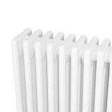 Traditional white 4 column radiator with a smooth, glossy finish, measuring 600 x 785mm, ideal for classic home heating