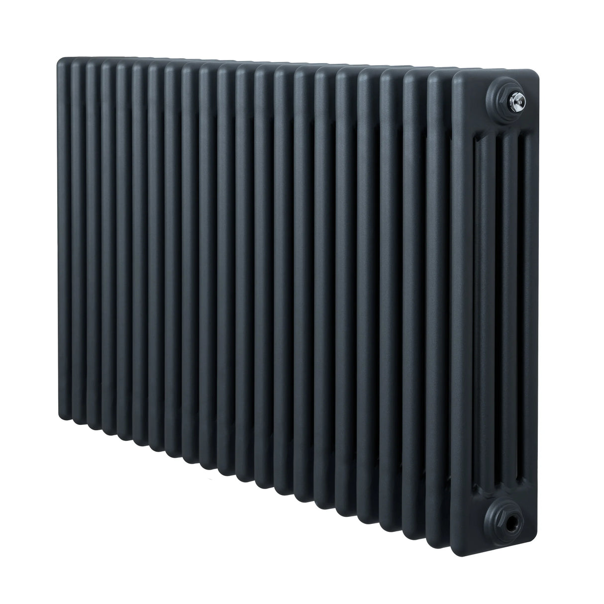 Traditional 4 column radiator in anthracite grey, featuring a sleek, modern design with a textured finish and vertical lines