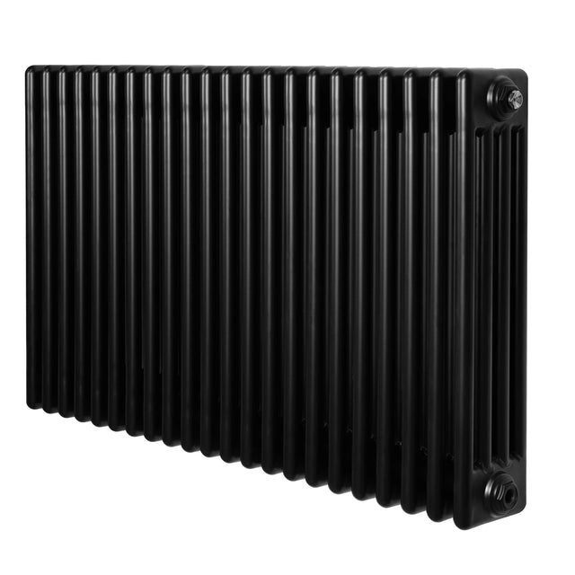 Traditional black 4 column radiator, 600 x 1010mm, featuring a sleek, ribbed design and durable metal construction for efficient heating