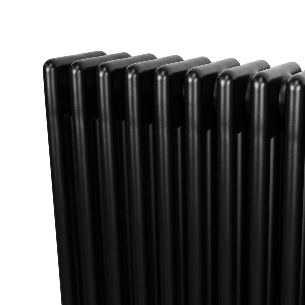 Traditional 4 column radiator in sleek black finish, featuring smooth, rounded edges and a modern design, measuring 600 x 1010mm