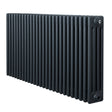 Traditional 4 column radiator in anthracite grey, featuring a sleek, vertical design with a smooth, matte finish and visible fittings