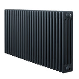 Traditional 4 column radiator in anthracite grey, featuring a sleek, vertical design with a smooth, matte finish and visible fittings