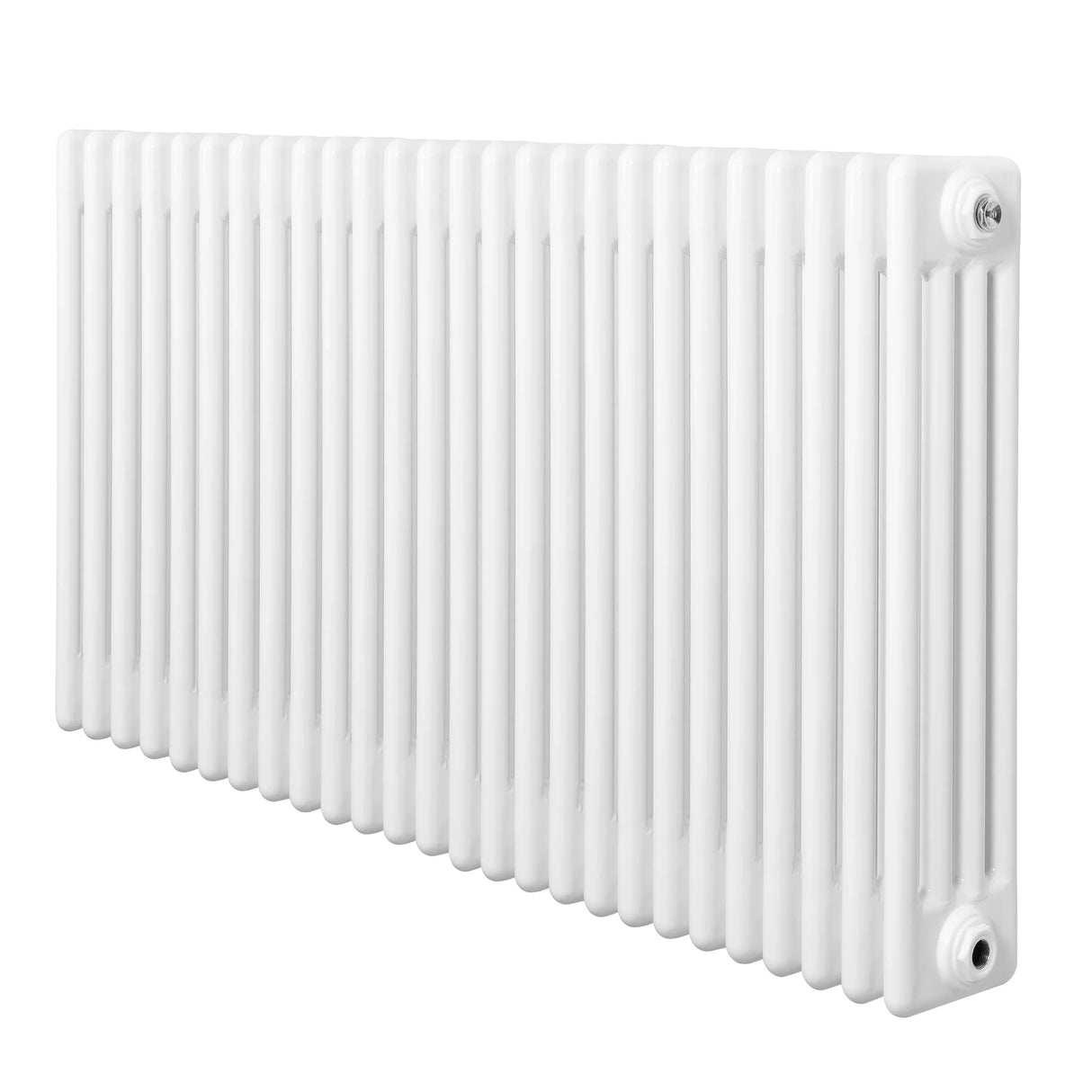 Traditional 4 column radiator in white, 600 x 1190mm, featuring a sleek, smooth finish and vertical ribbed design for efficient heating