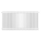 Traditional 4 column radiator in white, measuring 600 x 1190mm, featuring a smooth, glossy finish and rounded edges for a classic look
