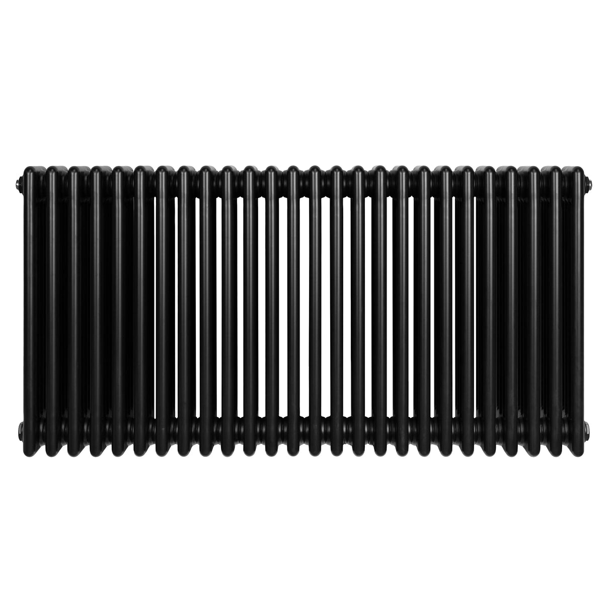 Traditional black 4 column radiator, 600 x 1190mm, featuring a sleek, smooth finish and a classic design ideal for vintage decor