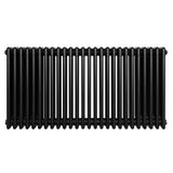 Traditional black 4 column radiator, 600 x 1190mm, featuring a sleek, smooth finish and a classic design ideal for vintage decor