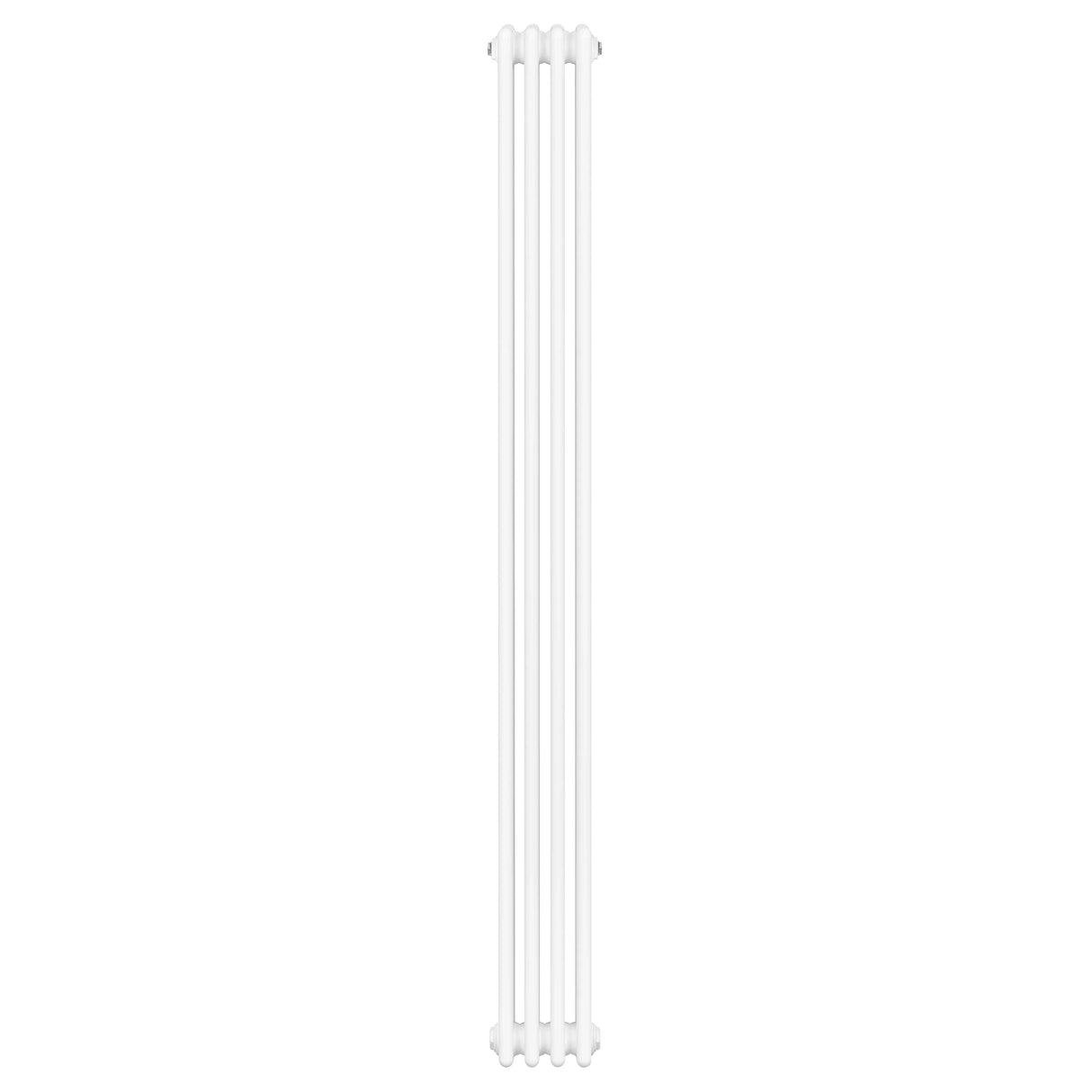 Traditional 4 column radiator in sleek white finish, measuring 1800 x 200mm, featuring a smooth, modern design and vertical orientation