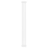 Traditional 4 column radiator in sleek white finish, measuring 1800 x 200mm, featuring a smooth, modern design and vertical orientation