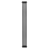 Traditional 4 column radiator in sleek black finish, measuring 1800 x 200mm, featuring a vertical design and smooth texture