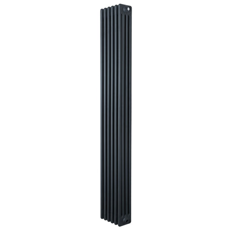 Traditional 4 column radiator in anthracite grey, featuring a sleek vertical design with smooth, textured surfaces and a modern finish