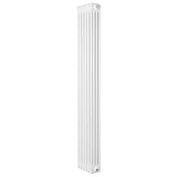 Traditional 4 column radiator in sleek white finish, measuring 1800 x 290mm, featuring a vertical design and smooth texture
