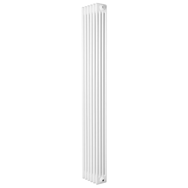 Traditional 4 column radiator in sleek white finish, measuring 1800 x 290mm, featuring a vertical design and smooth texture