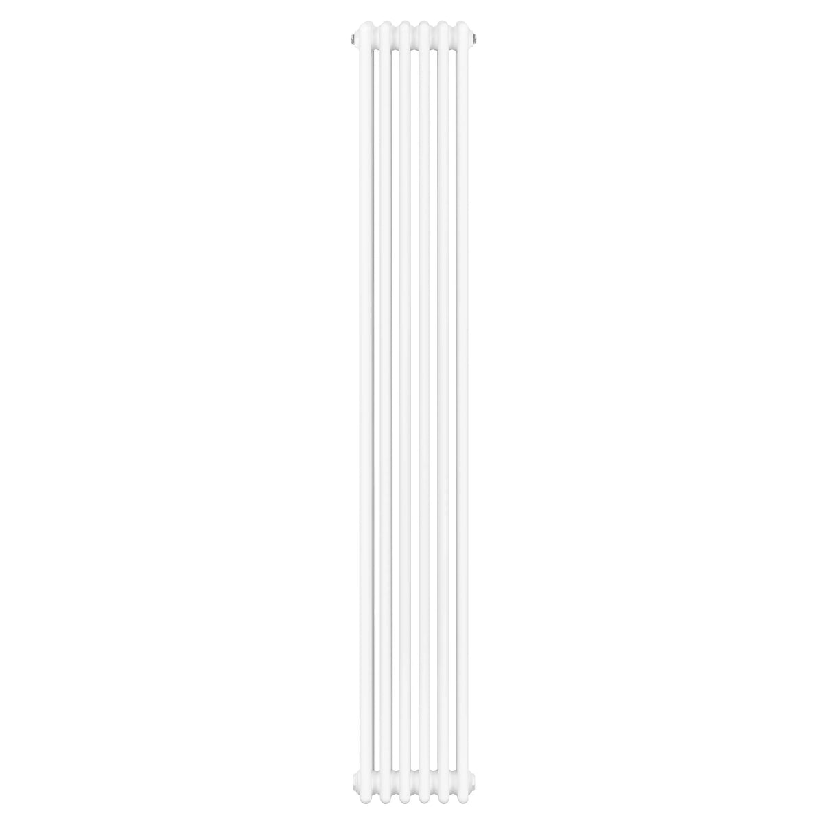 Traditional 4 column radiator in sleek white finish, measuring 1800 x 290mm, featuring a smooth, modern design and vertical orientation