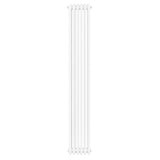 Traditional 4 column radiator in sleek white finish, measuring 1800 x 290mm, featuring a smooth, modern design and vertical orientation