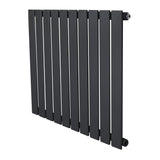 Flat single column radiator in anthracite grey, featuring a sleek, modern design with vertical slats and a smooth finish