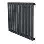 Flat single column radiator in anthracite grey, featuring a sleek, modern design with vertical slats and a smooth finish