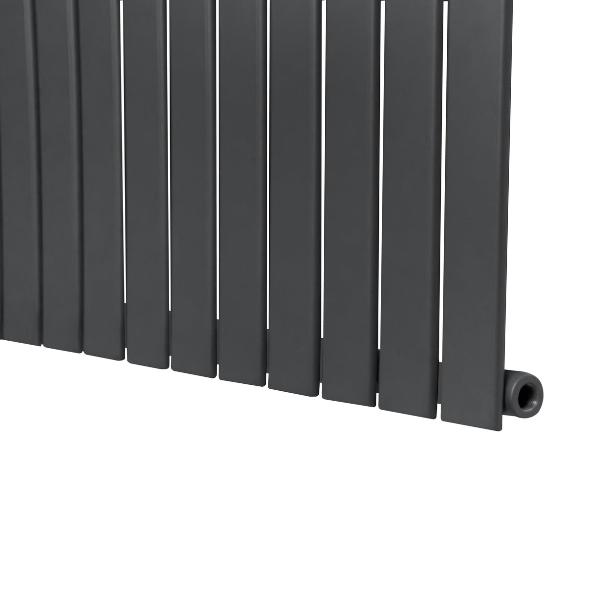 Flat single column radiator in anthracite grey, featuring sleek vertical lines and a modern design, ideal for contemporary spaces
