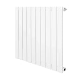 Flat single column radiator in sleek white finish, 600 x 700mm, featuring a modern design with vertical slats and smooth texture