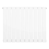 Flat single column radiator in sleek white finish, measuring 600 x 700mm, featuring smooth, vertical panels for efficient heating