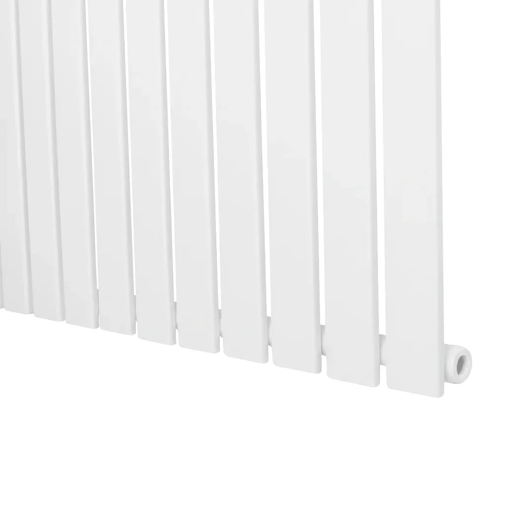 Flat single column radiator in sleek white finish, measuring 600 x 700mm, featuring smooth vertical panels for modern decor