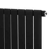 Flat single column radiator in sleek black finish, featuring smooth, vertical lines and a modern design, ideal for stylish heating solutions