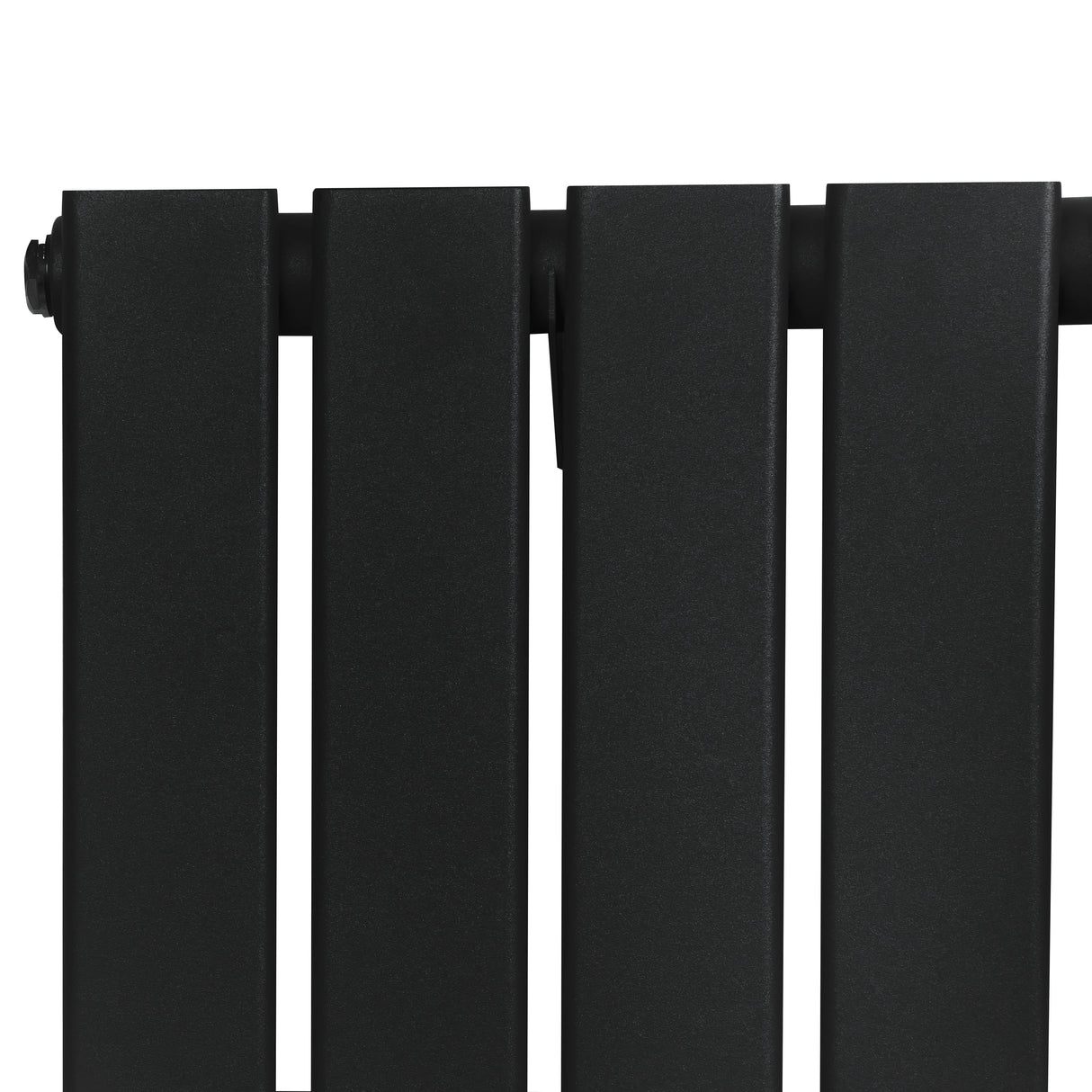 Flat single column radiator in sleek black finish, featuring a modern design with smooth, flat panels and a compact size of 600 x 700mm