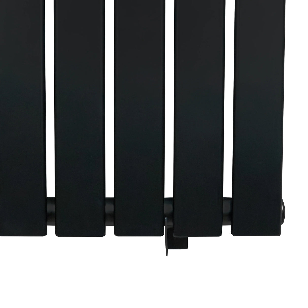 Flat single column radiator in sleek black finish, measuring 600 x 700mm, featuring smooth, flat panels for modern decor