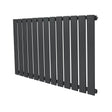 Flat single column radiator in anthracite grey, featuring a sleek design with vertical slats and a smooth matte finish, measuring 600 x 910mm