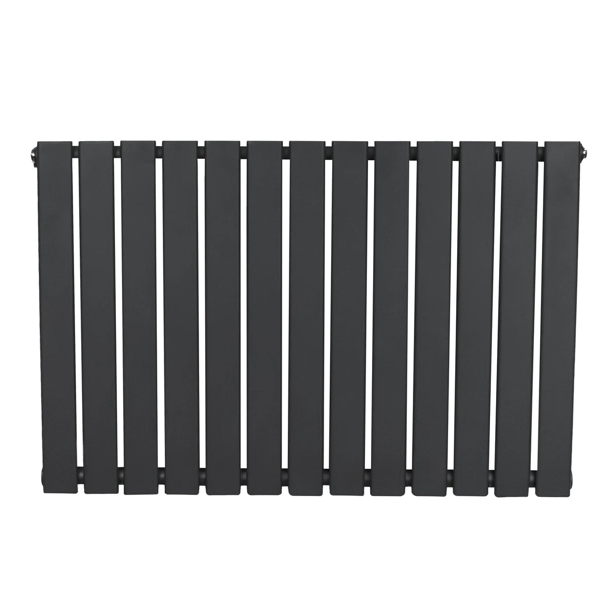 Flat single column radiator in anthracite grey, featuring a sleek, modern design with vertical slats and a smooth matte finish