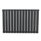 Flat single column radiator in anthracite grey, featuring a sleek, modern design with vertical slats and a smooth matte finish
