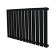 Flat single column radiator in sleek black finish, 600 x 910mm, featuring a modern design with vertical slats and smooth texture