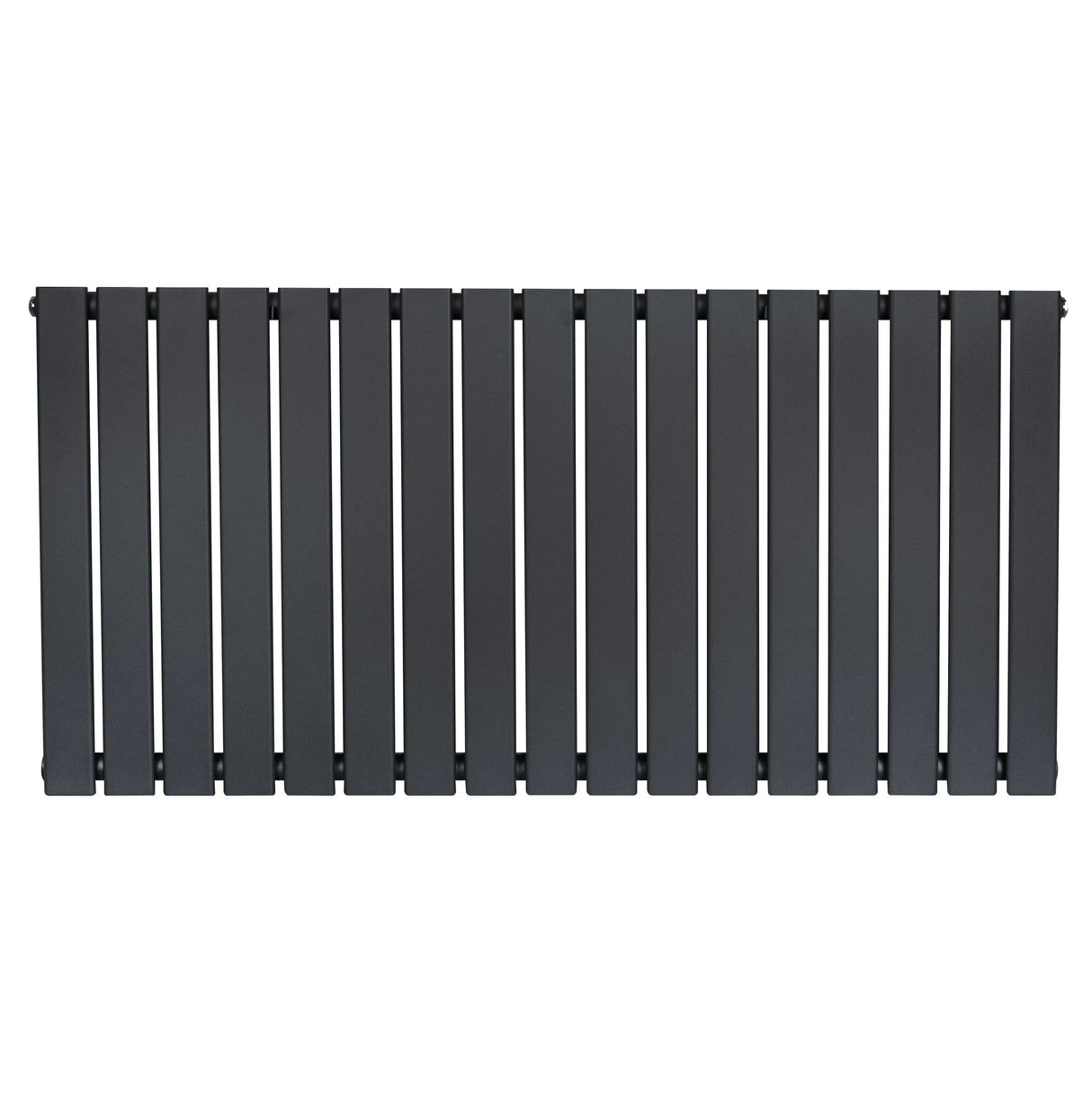 Flat single column radiator in anthracite grey, featuring a sleek, modern design with vertical slats and a smooth matte finish