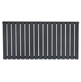 Flat single column radiator in anthracite grey, featuring a sleek, modern design with vertical slats and a smooth matte finish