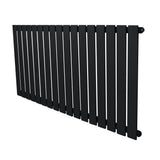 Flat single column radiator in sleek black finish, measuring 600 x 1190mm, featuring a modern, minimalist design with vertical slats