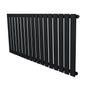 Flat single column radiator in sleek black finish, measuring 600 x 1190mm, featuring a modern, minimalist design with vertical slats