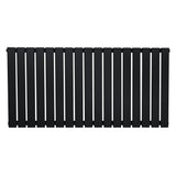 Flat single column radiator in sleek black finish, measuring 600 x 1190mm, featuring a modern, minimalist design with vertical slats