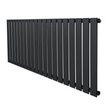 Flat single column radiator in anthracite grey, featuring a sleek, modern design with vertical slats and a smooth matte finish