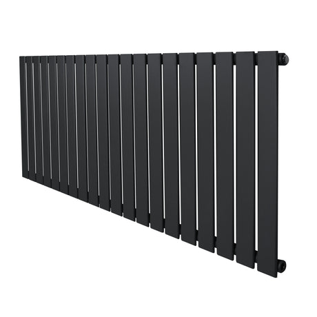 Flat single column radiator in anthracite grey, featuring a sleek, modern design with vertical slats and a smooth matte finish